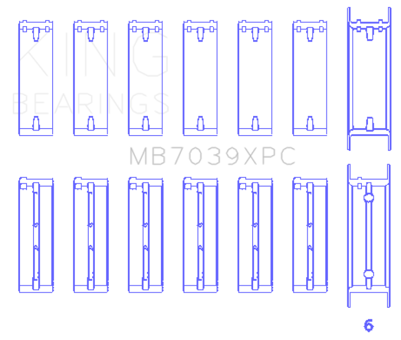 King BMW M20/M50 2.0L/2.5L/2.7L Crankshaft Main Bearings Set (Size .026) - 7 Pairs Coated - awdtuningtx