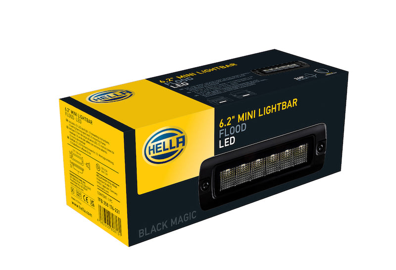 Hella Universal Black Magic 6 L.E.D. Flush Mount Mini Light Bar - Flood Beam - awdtuningtx