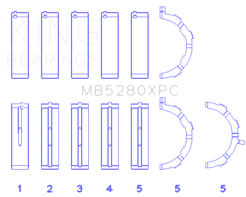 King Ford 4.6L/5.4L V8 SOHC (Size STD) Performance Coated Main Bearing Set - awdtuningtx