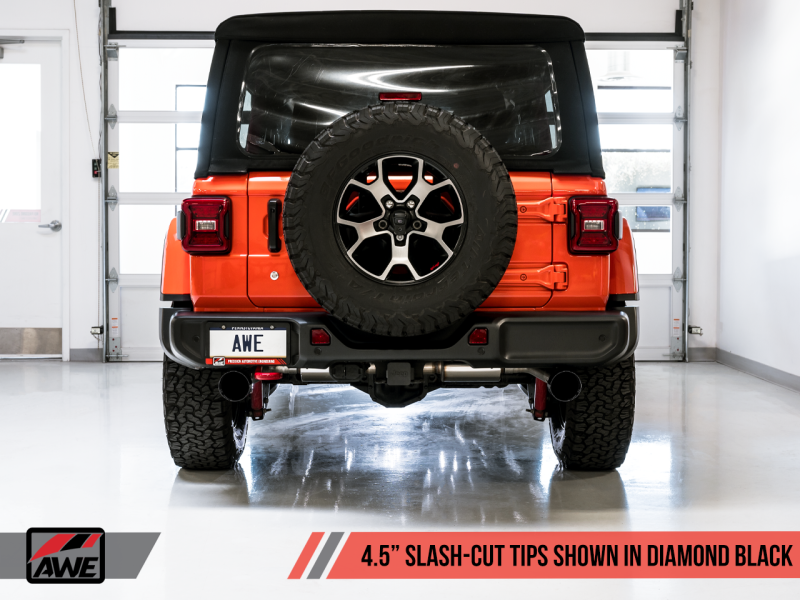 AWE Tuning 2018+ Jeep Wrangler JL/JLU Tread Edition Axle-Back Dual Exhaust - Diamond Black Tips - awdtuningtx