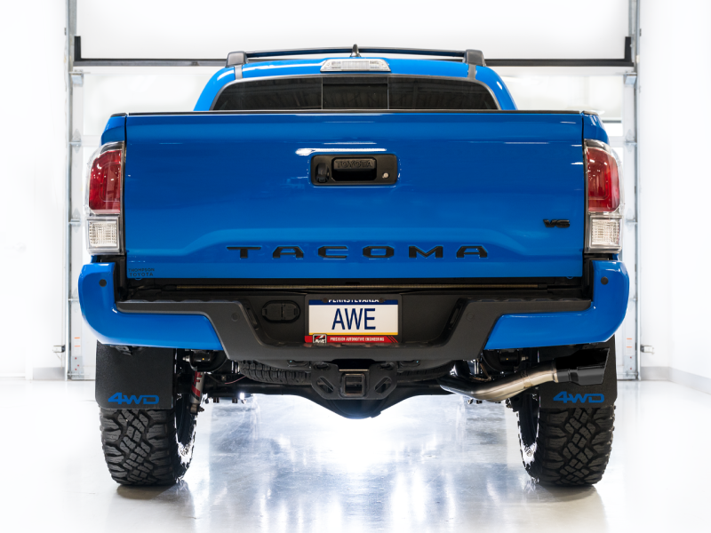 AWE 16-22 Toyota Tacoma 0FG Catback Exhaust w/ BashGuard - Dual Diamond Black Tips - awdtuningtx