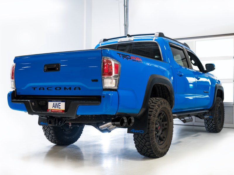 AWE 16-22 Toyota Tacoma 0FG Catback Exhaust w/ BashGuard - Dual Diamond Black Tips - awdtuningtx