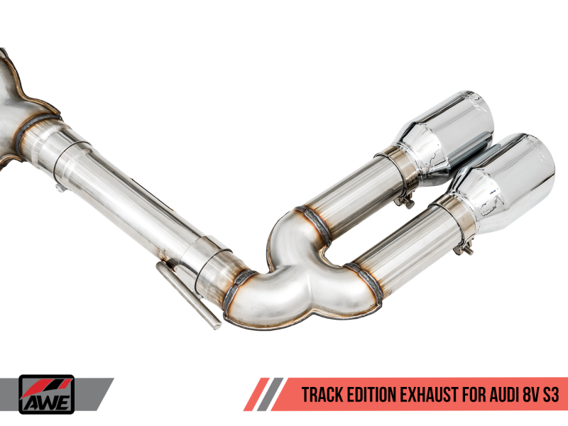 AWE Tuning Audi 8V S3 Track Edition Exhaust w/Chrome Silver Tips 102mm - awdtuningtx