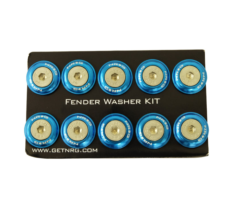 NRG Fender Washer Kit w/Rivets For Plastic (Blue) - Set of 10 - awdtuningtx