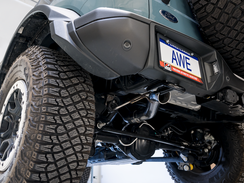 AWE Tuning 2021+ Ford Bronco 0FG Exhaust (No Tips) w/ Bash Guard - awdtuningtx