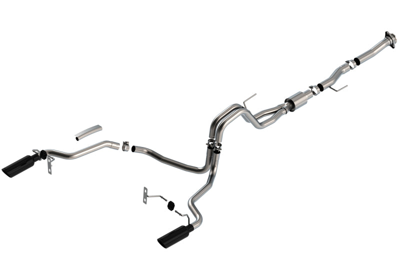 Borla F-150 2021 5.0L 2dr RC SB (122.8 WB) XL/XLT 3/2.25 SRE Cat-Back ATAK Black Chrome Tips - awdtuningtx
