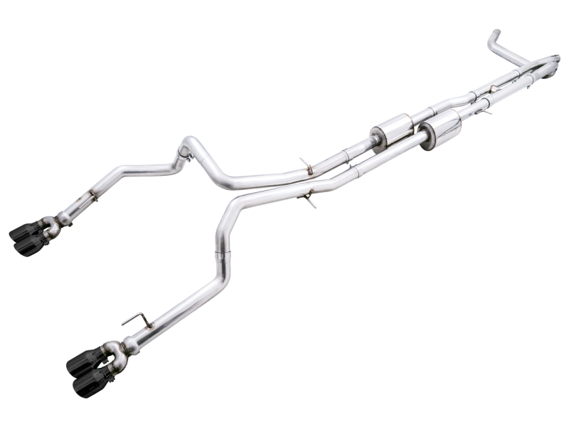 AWE Tuning 22-23 GMC Sierra 1500 AT4X 6.2L 0FG Catback Split Dual (Flat Bumper) - Diamond Black Tips - awdtuningtx
