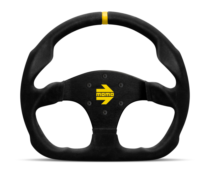 Momo MOD30 Steering Wheel 320 mm - Black Suede/Black Spokes/1 Stripe - awdtuningtx