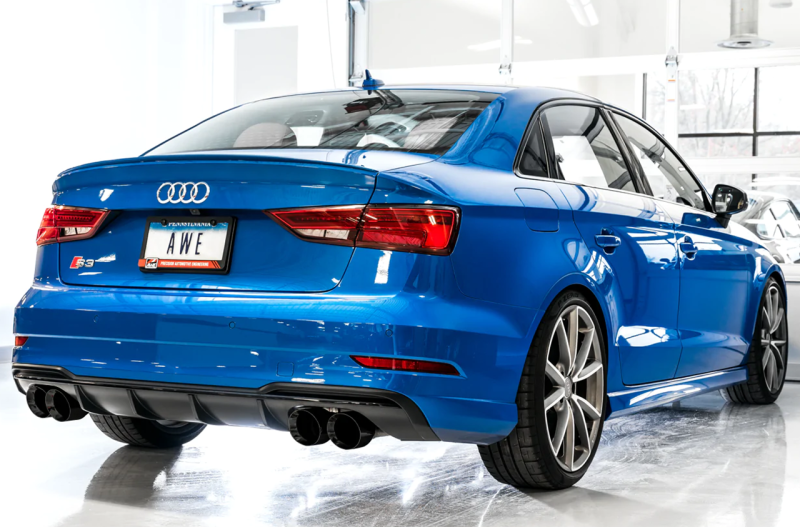 AWE Tuning Audi 8V S3 Track Edition Exhaust w/Diamond Black Tips 102mm - awdtuningtx