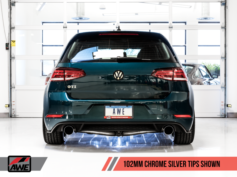 AWE Tuning Volkswagen GTI MK7.5 2.0T Touring Edition Exhaust w/Chrome Silver Tips 102mm - awdtuningtx