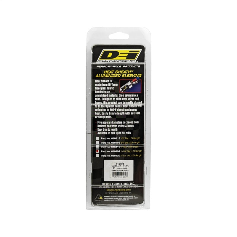 DEI Heat Sheath 1-1/4in I.D. x 3ft - Aluminized Sleeving - Sewn Edge - awdtuningtx