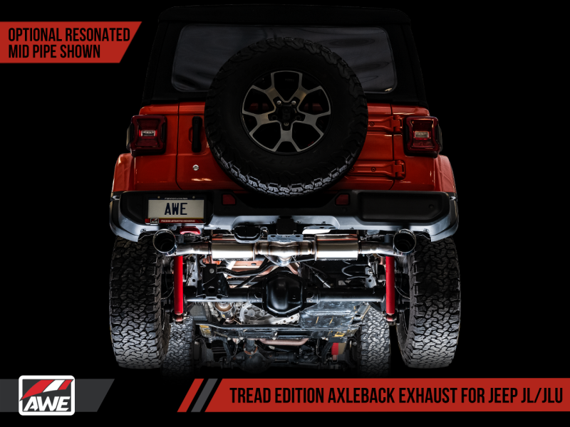 AWE Tuning 2018+ Jeep Wrangler JL/JLU Tread Edition Axle-Back Dual Exhaust - Diamond Black Tips - awdtuningtx