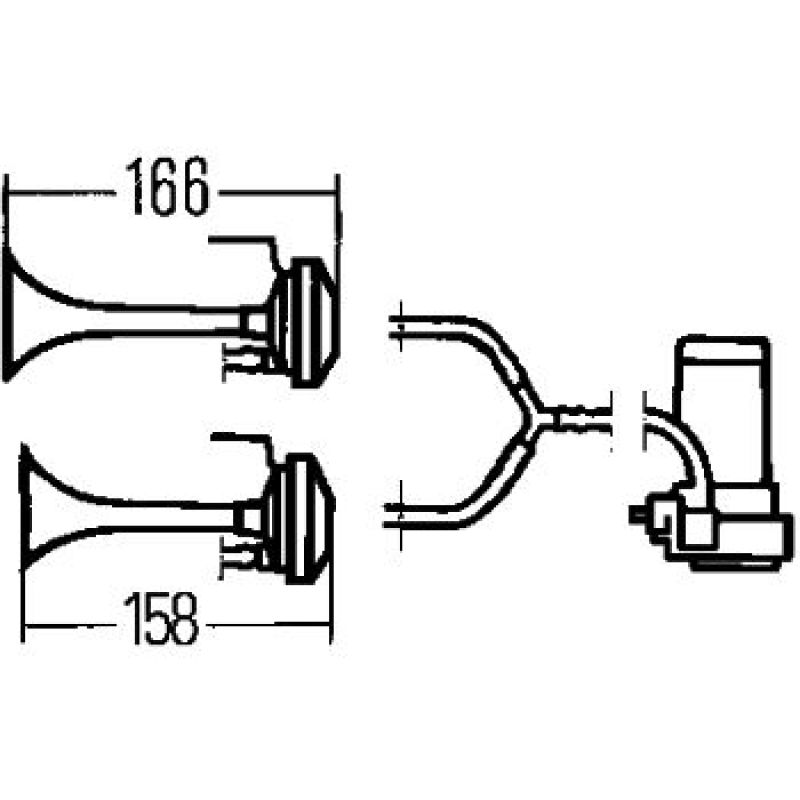 Hella Twin Trumpet Horn Kit 12V 240W 795-800Hz 118dB - awdtuningtx