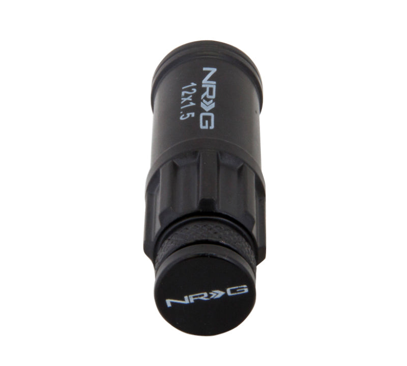 NRG 700 Series M12 X 1.5 Steel Lug Nut w/Dust Cap Cover Set 21 Pc w/Locks & Lock Socket - Black - awdtuningtx