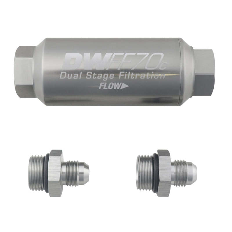 DeatschWerks 6AN 10 Micron 70mm Compact In-Line Fuel Filter Kit - awdtuningtx