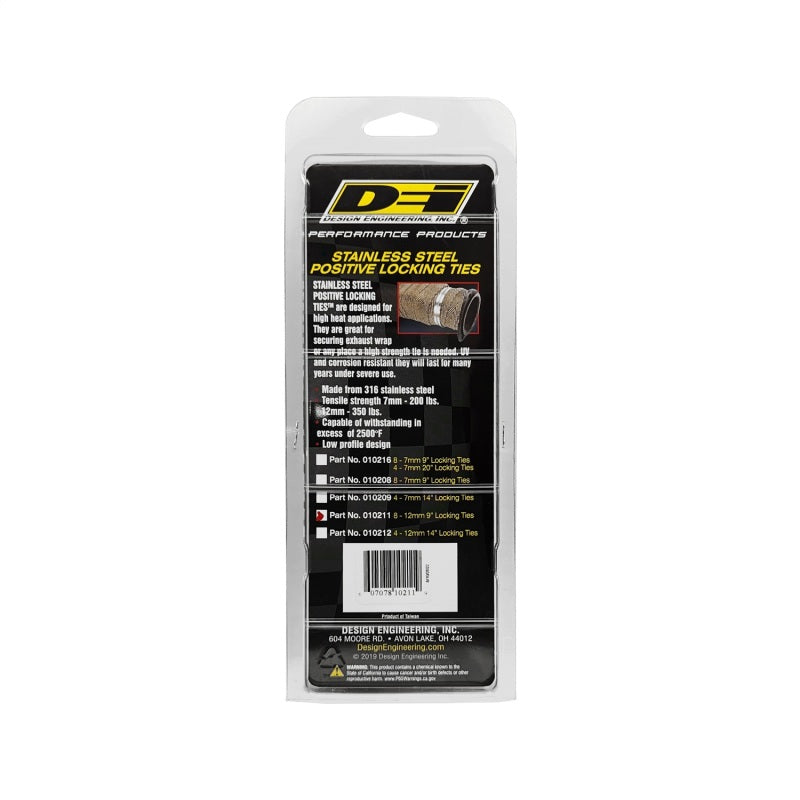 DEI Stainless Steel Positive Locking Tie 1/2in (12mm) x 9in - 8 per pack - awdtuningtx