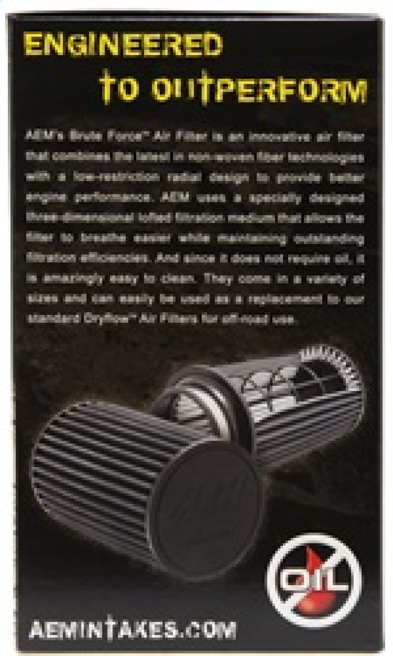AEM Dryflow Conical Air Filter 2.75in Flange ID / 6in Base OD / 5.125in Top OD / 9.125in Height - awdtuningtx