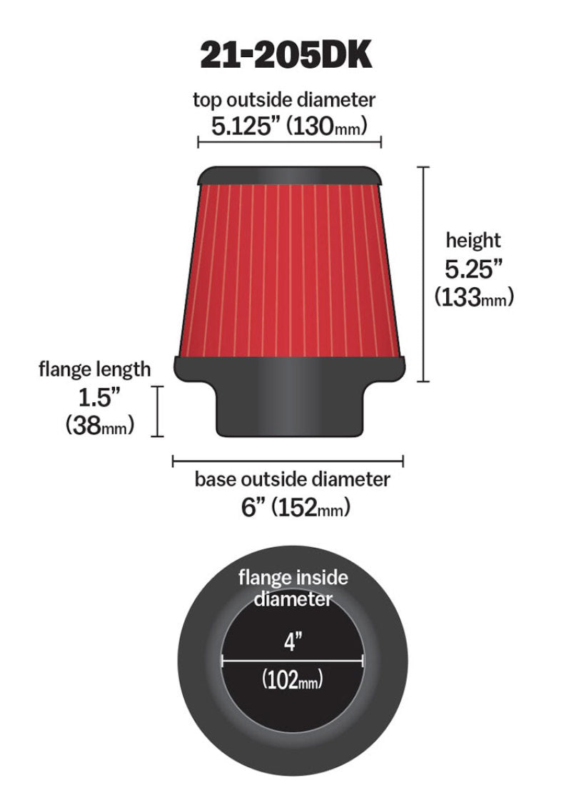 AEM 4 inch Short Neck 5 inch Element Filter Replacement - awdtuningtx