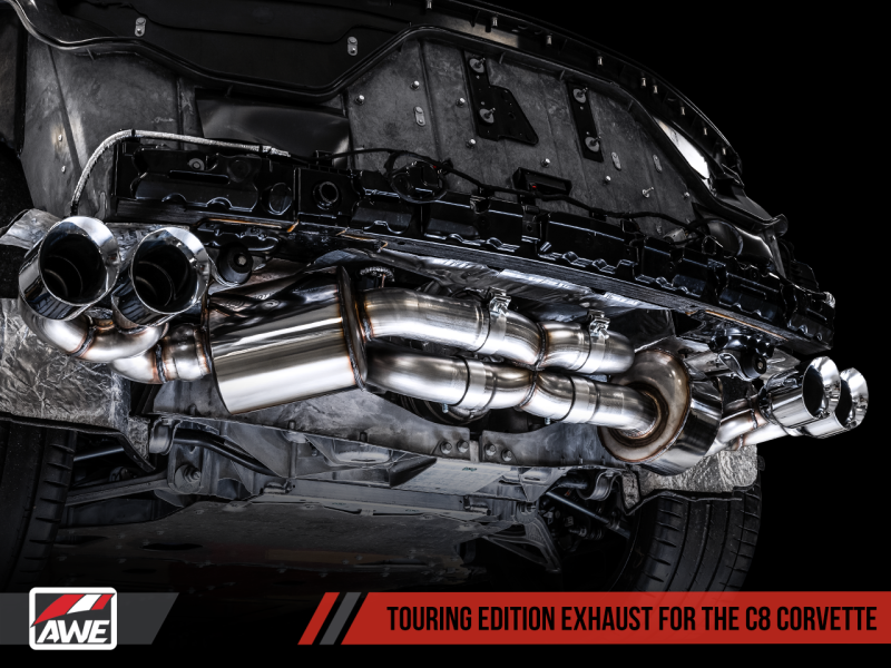AWE Tuning 2020 Chevrolet Corvette (C8) Touring Edition Exhaust - Quad Chrome Silver Tips - awdtuningtx