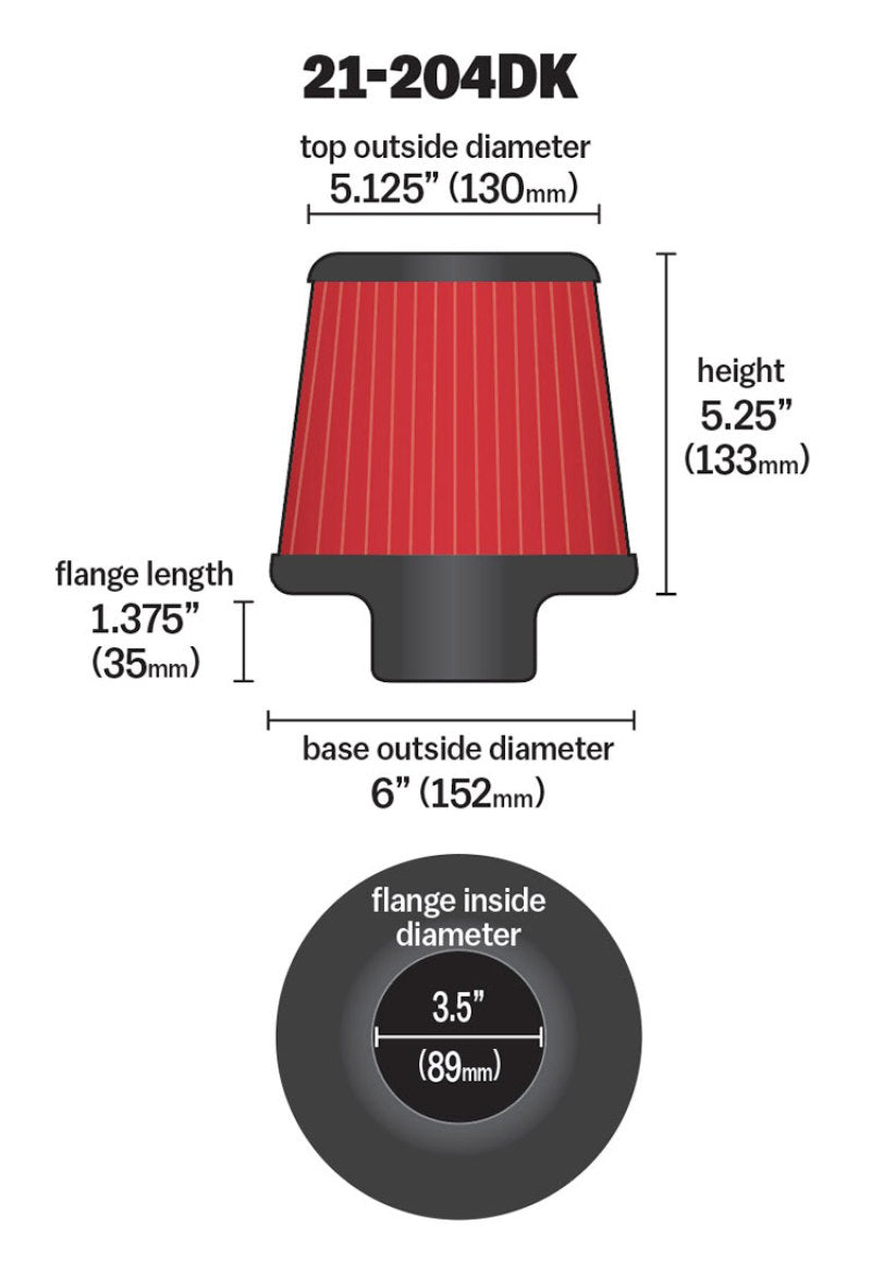 AEM 3.5 inch Short Neck 5 inch Element Filter Replacement - awdtuningtx