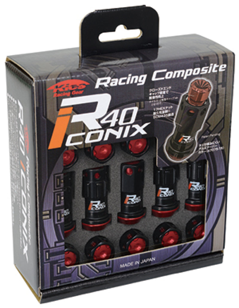 Project Kics 16+4 Locks Black R40 Iconix w/ Plastic Cap (Red) - 14x1.50 - awdtuningtx