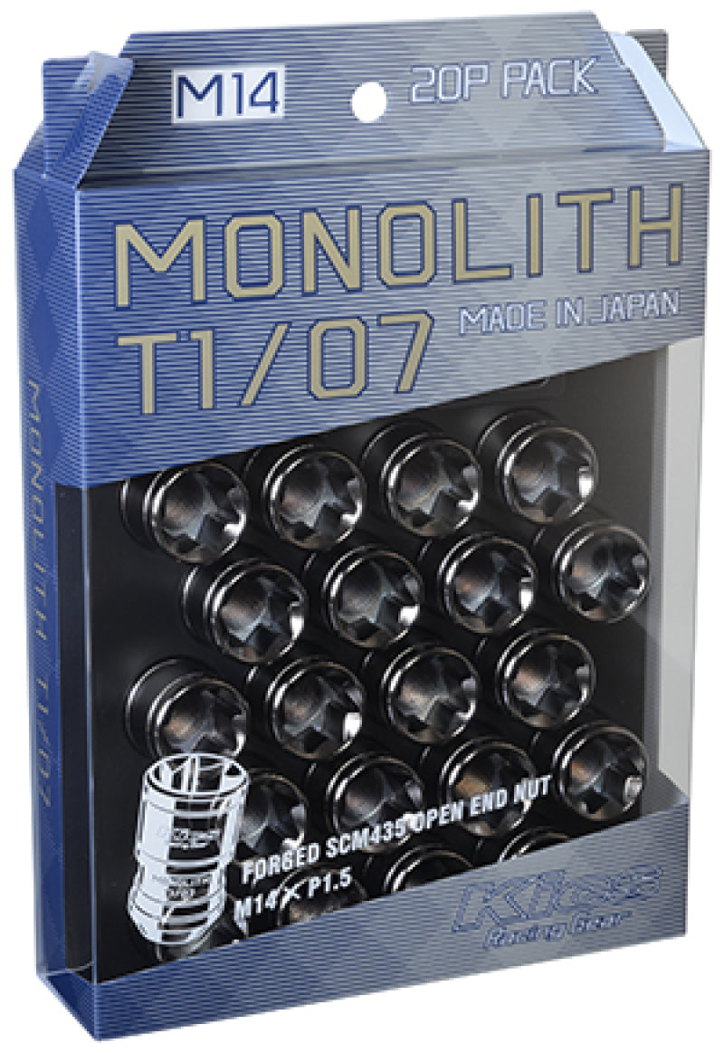 Project Kics 14 x 1.5 Glorious Black T1/07 Monolith Lug Nuts - 20 Pcs - awdtuningtx