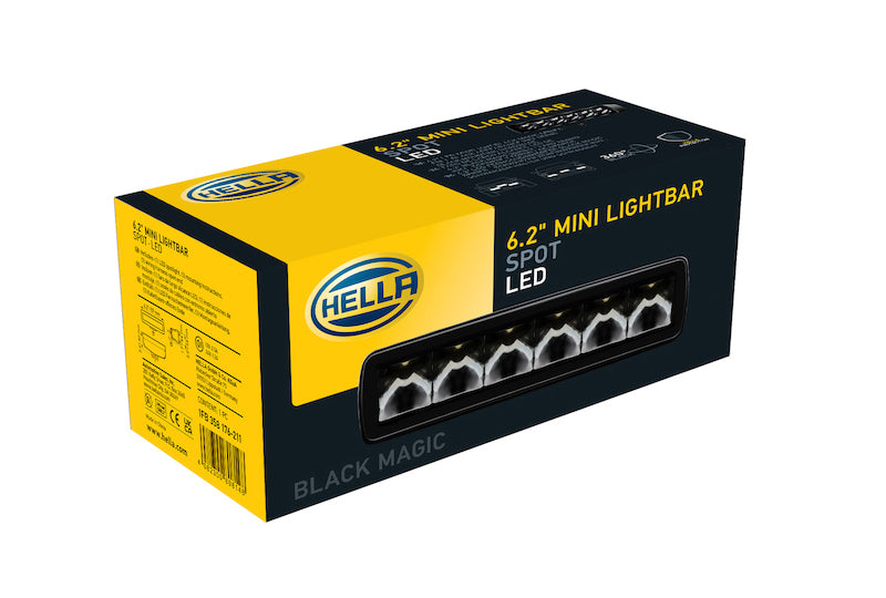 Hella Universal Black Magic 6 L.E.D. Mini Light Bar - Spot Beam - awdtuningtx