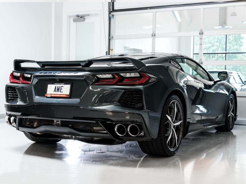 AWE Tuning 2020 Chevrolet Corvette (C8) Touring Edition Exhaust - Quad Chrome Silver Tips - awdtuningtx