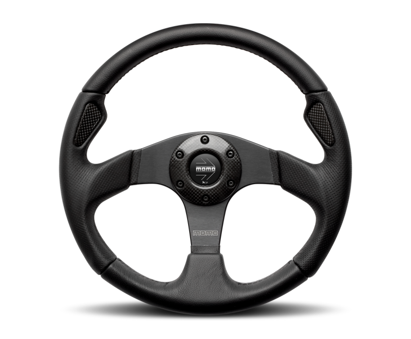 Momo Jet Steering Wheel 350 mm - Black AirLeather/Black Spokes - awdtuningtx