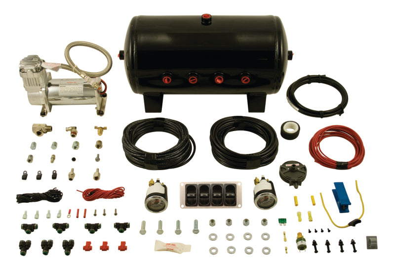 Air Lift 4-Way Manual Control System 100% Duty 1/4in Line 4 Gal. Tank. - awdtuningtx