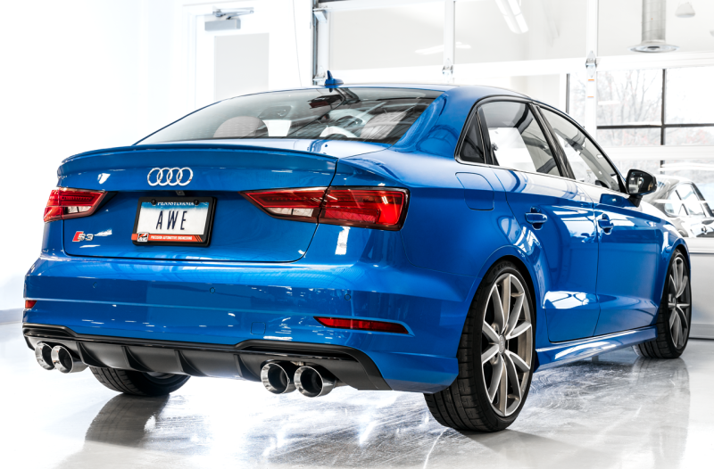AWE Tuning Audi 8V S3 Track Edition Exhaust w/Chrome Silver Tips 102mm - awdtuningtx