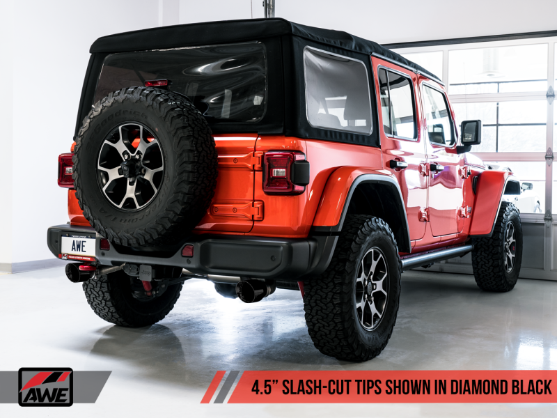AWE Tuning 2018+ Jeep Wrangler JL/JLU Tread Edition Axle-Back Dual Exhaust - Diamond Black Tips - awdtuningtx