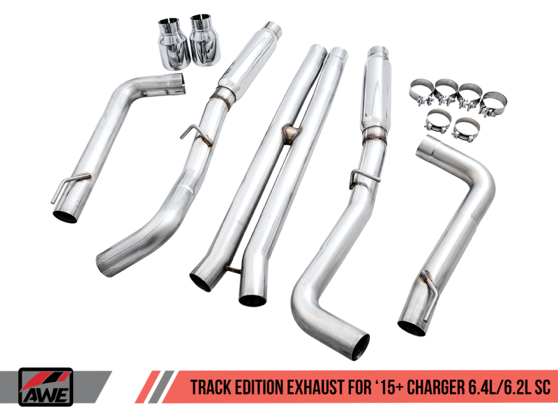 AWE Tuning 2015+ Dodge Charger 6.4L/6.2L Supercharged Track Edition Exhaust - Chrome Silver Tips - awdtuningtx