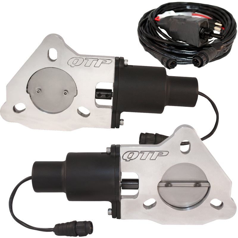 QTP 2.5in Bolt-On QTEC Dual Electric Cutout Valves - Pair - awdtuningtx