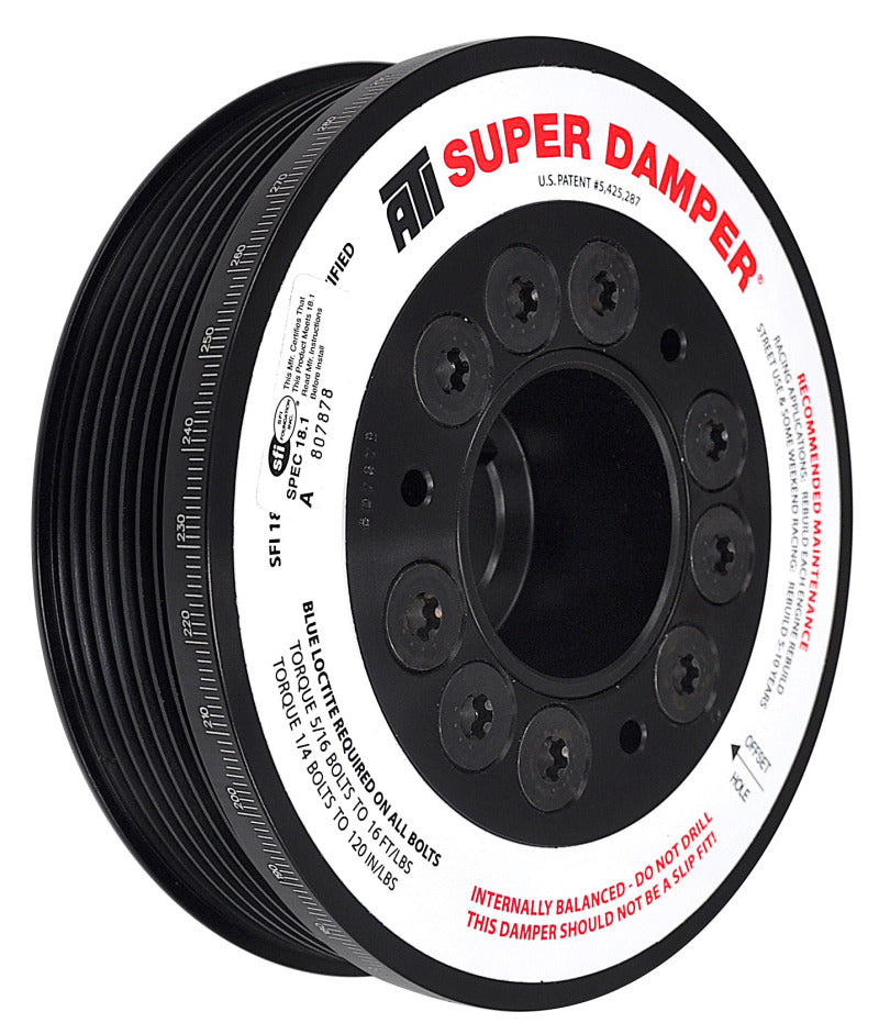 ATI Damper - 5.67in - Alum - 7 Grv - Honda K20 - Street - 02+ 2.0L - Civic Type-R / Acura RSX - 1Pc - awdtuningtx