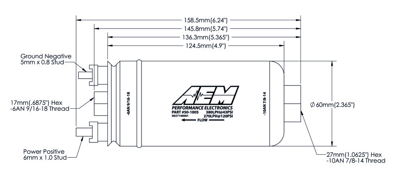 AEM 380LPH High Pressure Fuel Pump -6AN Female Out, -10AN Female In - awdtuningtx