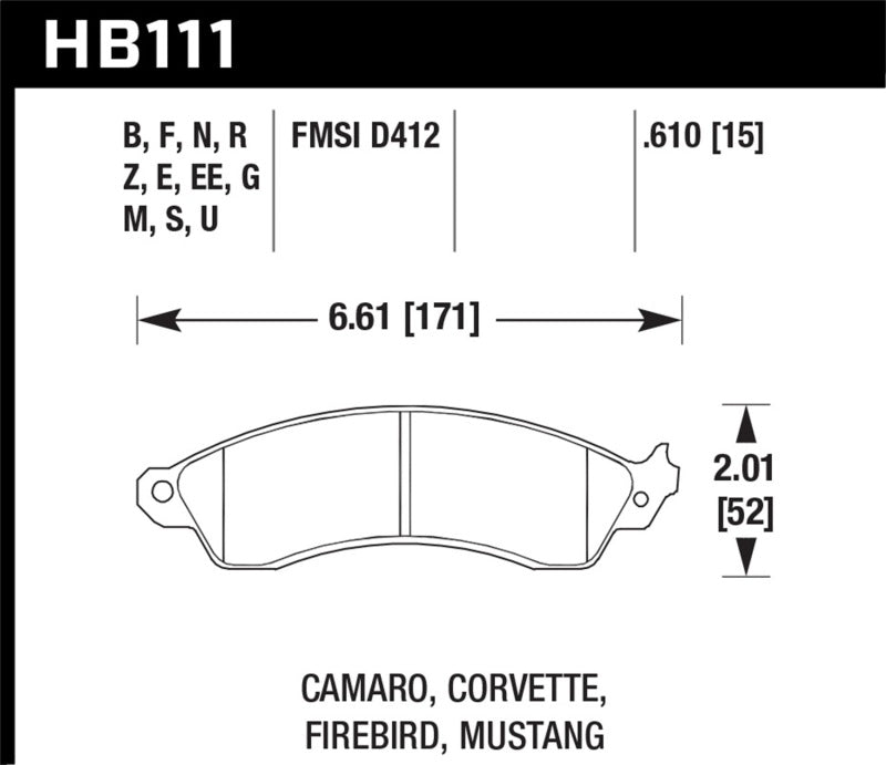 Hawk 94-04 Mustang Cobra / 88-95 Corvette 5.7L / 88-92 Camaro w/ Hvy Duty Brakes Front HP+ Street Br - awdtuningtx