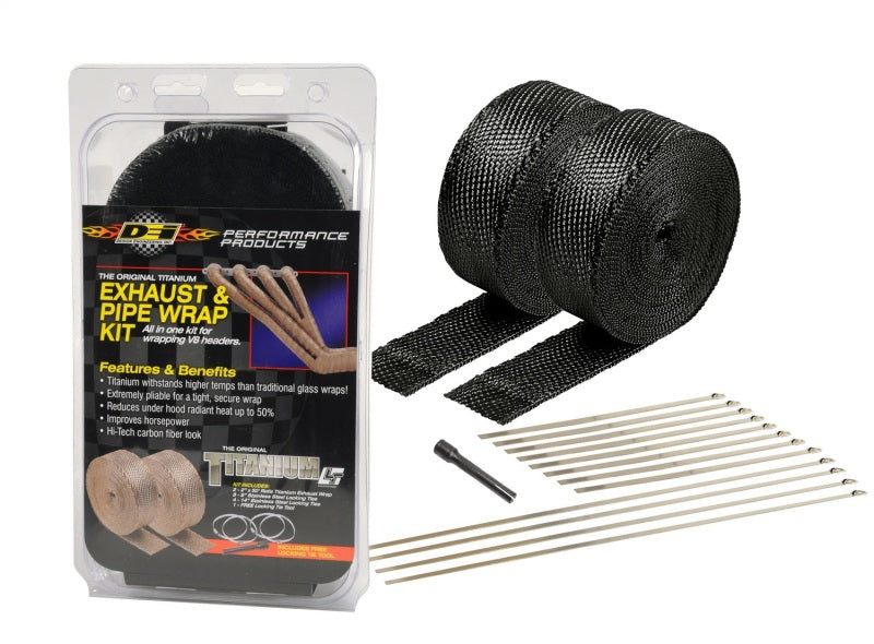 DEI Exhaust Wrap Kit - Black Titanium Wrap Locking Ties & Locking Tie Tool - awdtuningtx