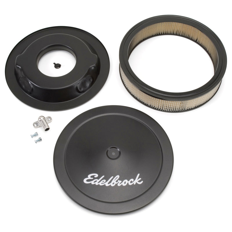 Edelbrock Air Cleaner Pro-Flo Series Round Steel Top Paper Element 14In Dia X 3 75In Dropped Base - awdtuningtx