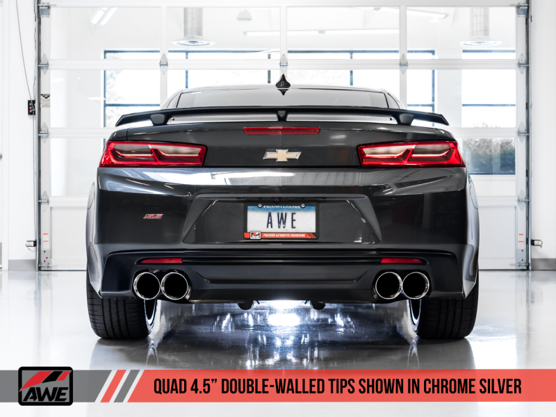 AWE Tuning 16-19 Chevrolet Camaro SS Axle-back Exhaust - Touring Edition (Quad Chrome Silver Tips) - awdtuningtx