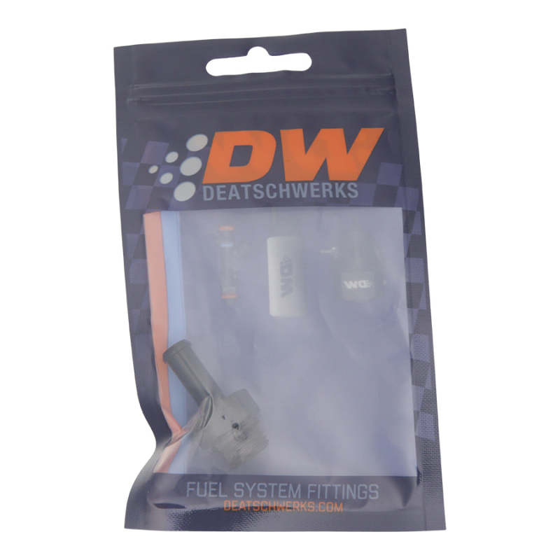 DeatschWerks 6AN ORB Male to 5/16in Male Barb Fitting (Incl O-Ring) - Anodized Matte Black - awdtuningtx