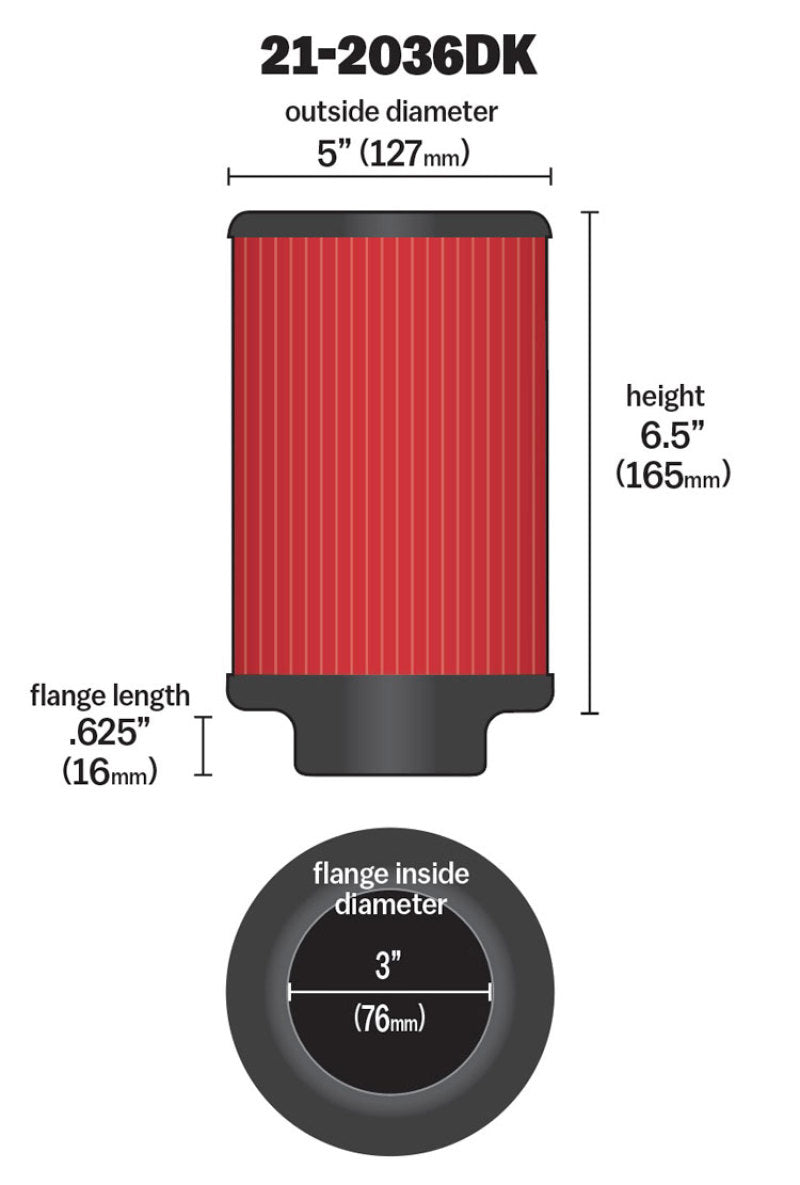 AEM Aif Filter, 3inFLG/ 5inOD/ 6-1/2inH Dry Flow - awdtuningtx