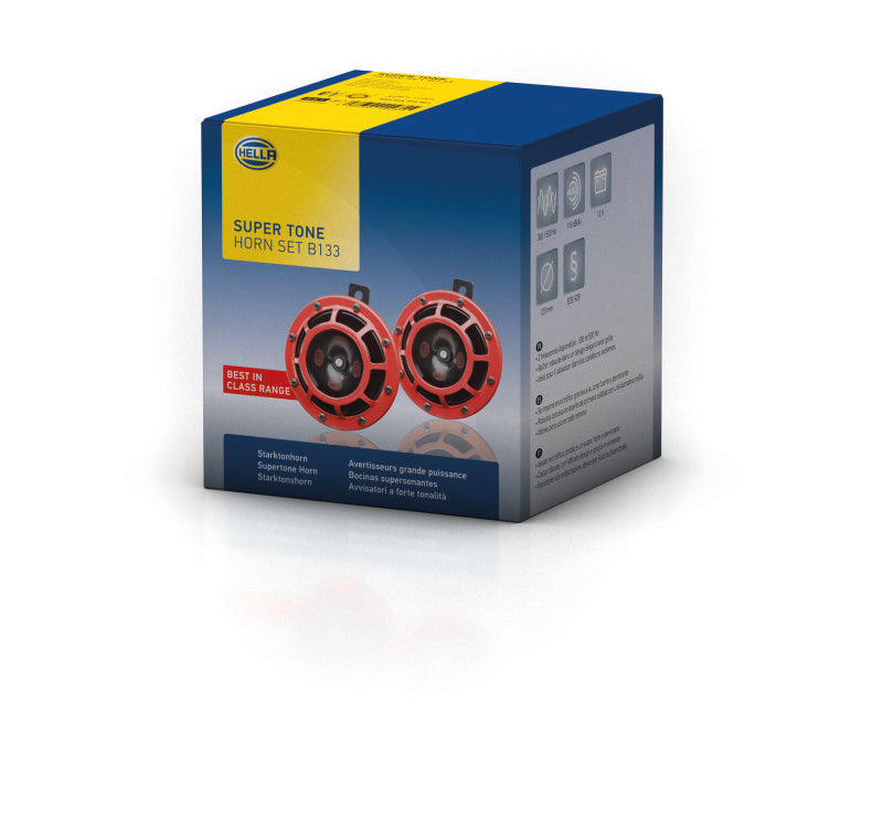 Hella Supertone Horn Kit 12V 300/500HZ Red (003399803 = 003399801) - awdtuningtx
