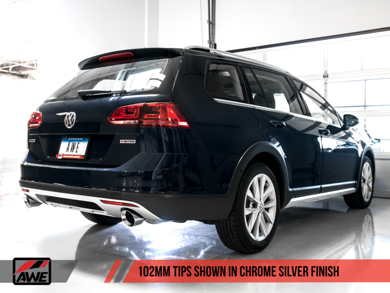 AWE Tuning VW MK7 Golf Alltrack/Sportwagen 4Motion Touring Edition Exhaust - Polished Silver Tips - awdtuningtx