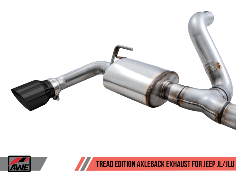 AWE Tuning 2018+ Jeep Wrangler JL/JLU Tread Edition Axle-Back Dual Exhaust - Diamond Black Tips - awdtuningtx