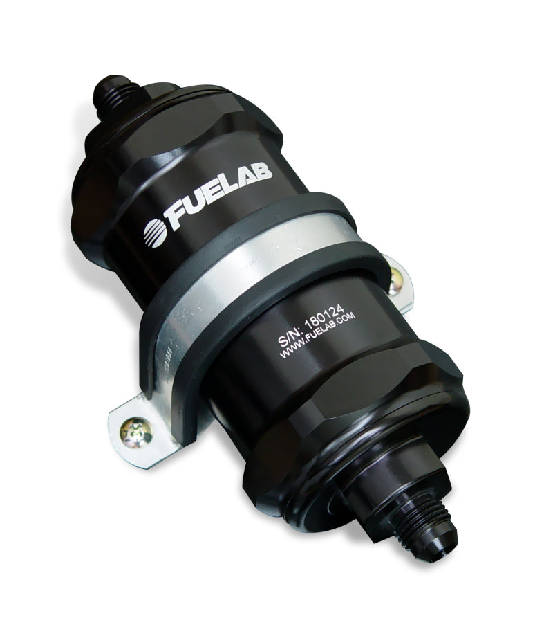 Fuelab 848 In-Line Fuel Filter Standard -6AN In/Out 6 Micron Fiberglass w/Check Valve - Black - awdtuningtx