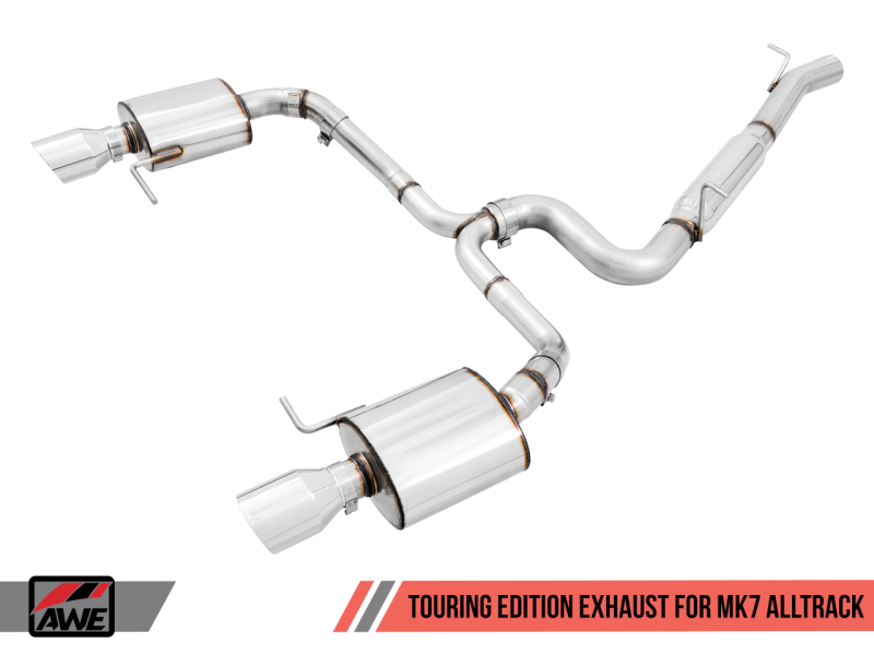 AWE Tuning VW MK7 Golf Alltrack/Sportwagen 4Motion Touring Edition Exhaust - Polished Silver Tips - awdtuningtx