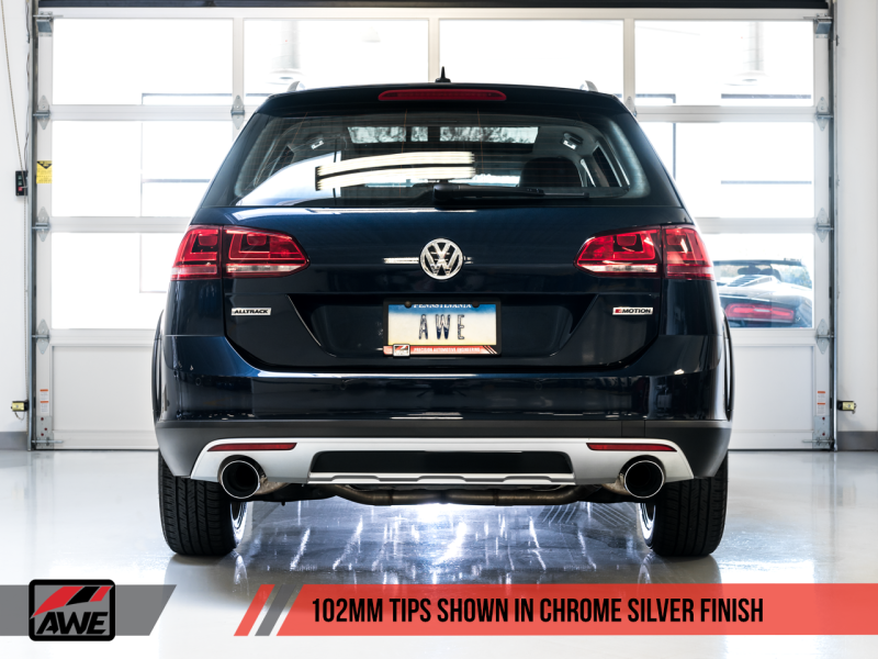 AWE Tuning VW MK7 Golf Alltrack/Sportwagen 4Motion Touring Edition Exhaust - Polished Silver Tips - awdtuningtx