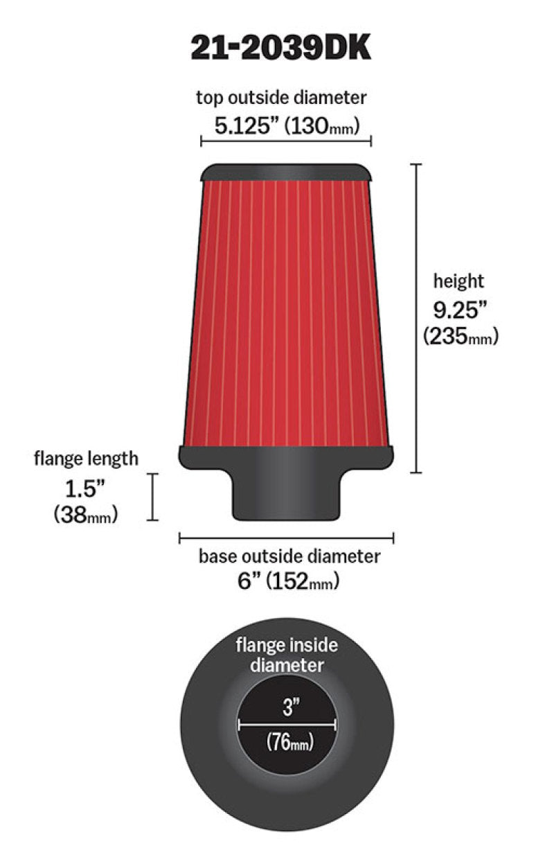 AEM 3 inch x 9 inch DryFlow Air Filter - awdtuningtx