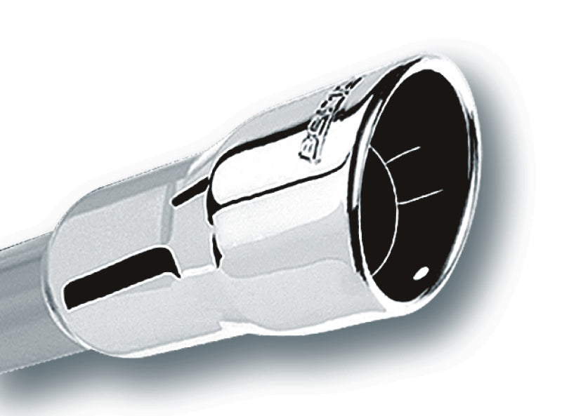 Borla 2.25in Inlet 3.5in Round Rolled Angle Cut Intercooled Outlet x 6.5in Long Embossed Tip - awdtuningtx